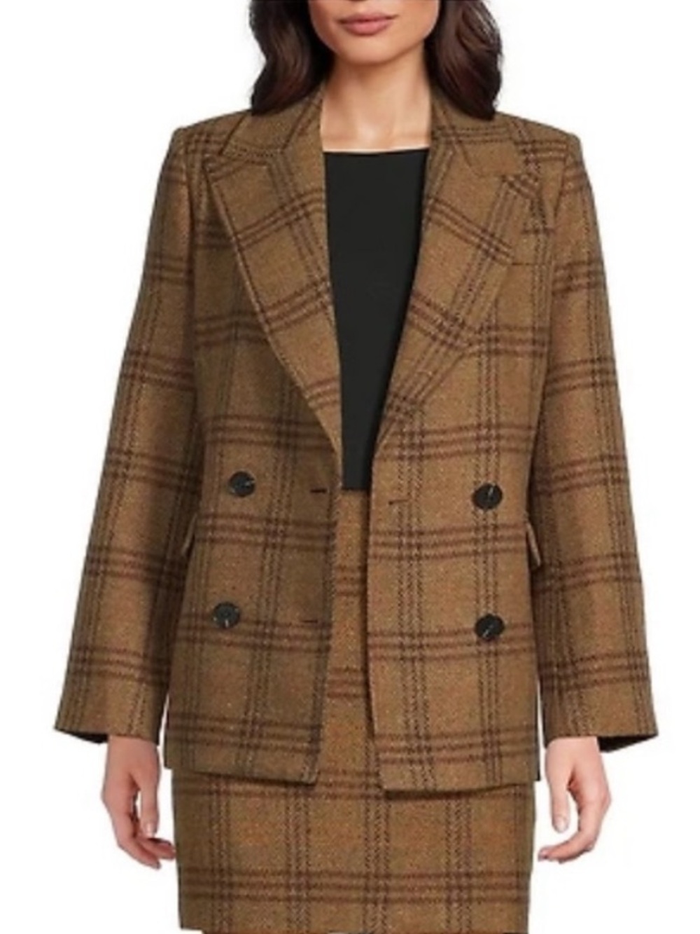 Gibson Latimer Plaid Woven Wool Blend Double-Breasted Blazer NWT Size XL